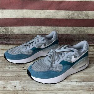 New - NIKE Men's Sneaker, Wolf Grey White Noise Aqua Black